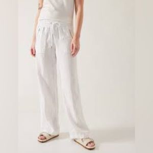 NWT Athleta Cabo linen wide leg pants size 6 white